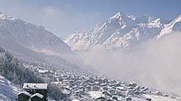 grächen en hiver avec vue sur le village
