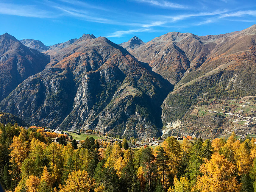 Aus der Gondelbahn auf der Höhe der Alpe Äpnet